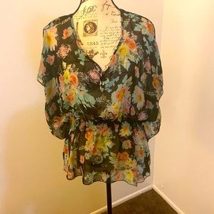 Women’s black floral blouse